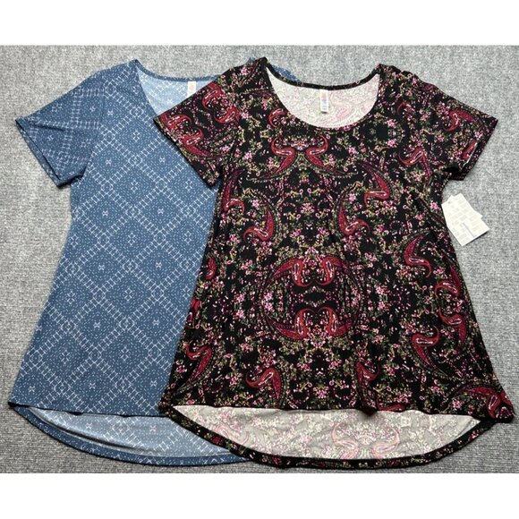 LulaRoe Lot of 2 Classic T-Shirt Womens L Multicolor Colorful Short Sleeve New - Picture 1 of 7